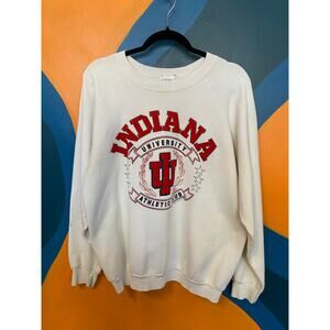 Ramblers 80s Indiana University Graphic Sweatshirt White Crew Neck Men's Size XL